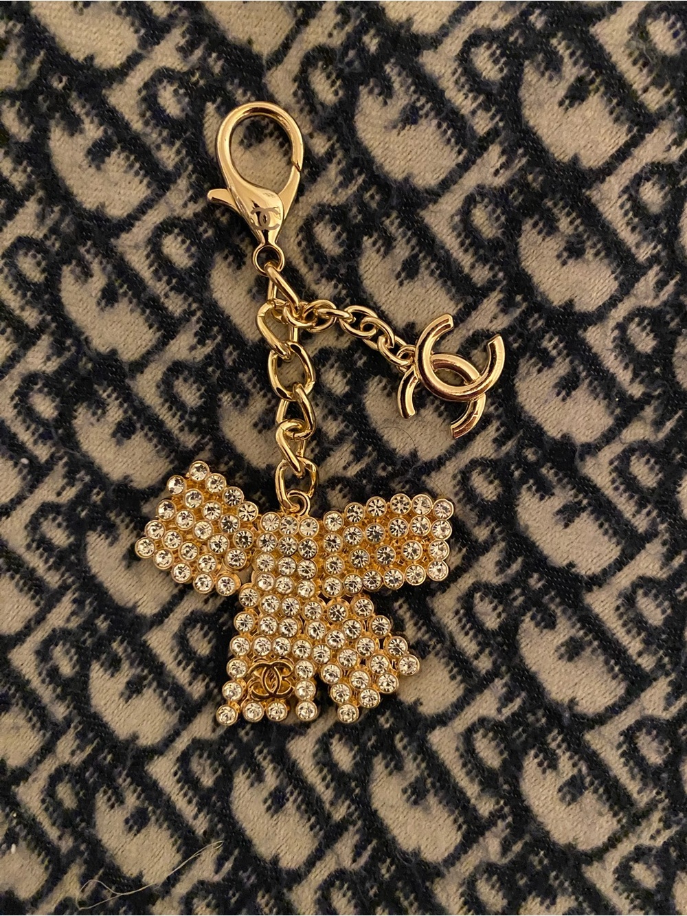 Gold Crystal Bow Keychain Charm